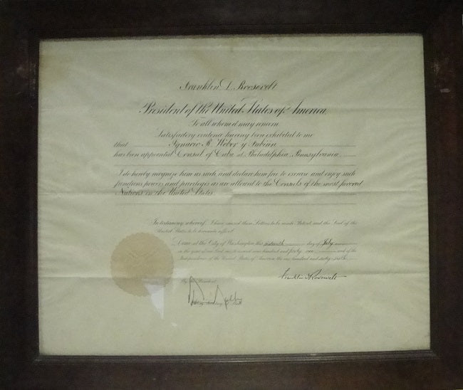 CONSUL OF CUBA APPOINTMENT DOCUMENT