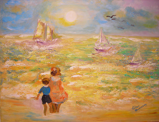 Children by the Sea in the Morning