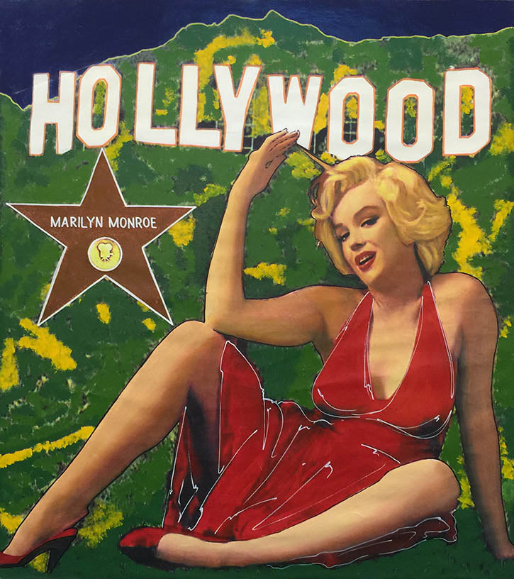 MARILYN IN RED GOES TO HOLLYWOOD